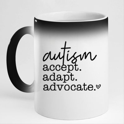 Autism Accept Adapt Advocate 11oz Black Color Changing Mug