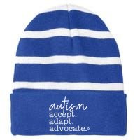 Autism Accept Adapt Advocate Striped Beanie with Solid Band