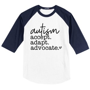 Autism Accept Adapt Advocate Baseball Sleeve Shirt