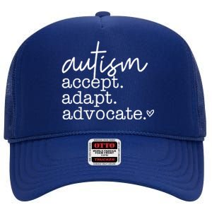 Autism Accept Adapt Advocate High Crown Mesh Back Trucker Hat