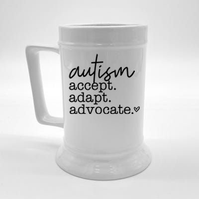 Autism Accept Adapt Advocate Beer Stein