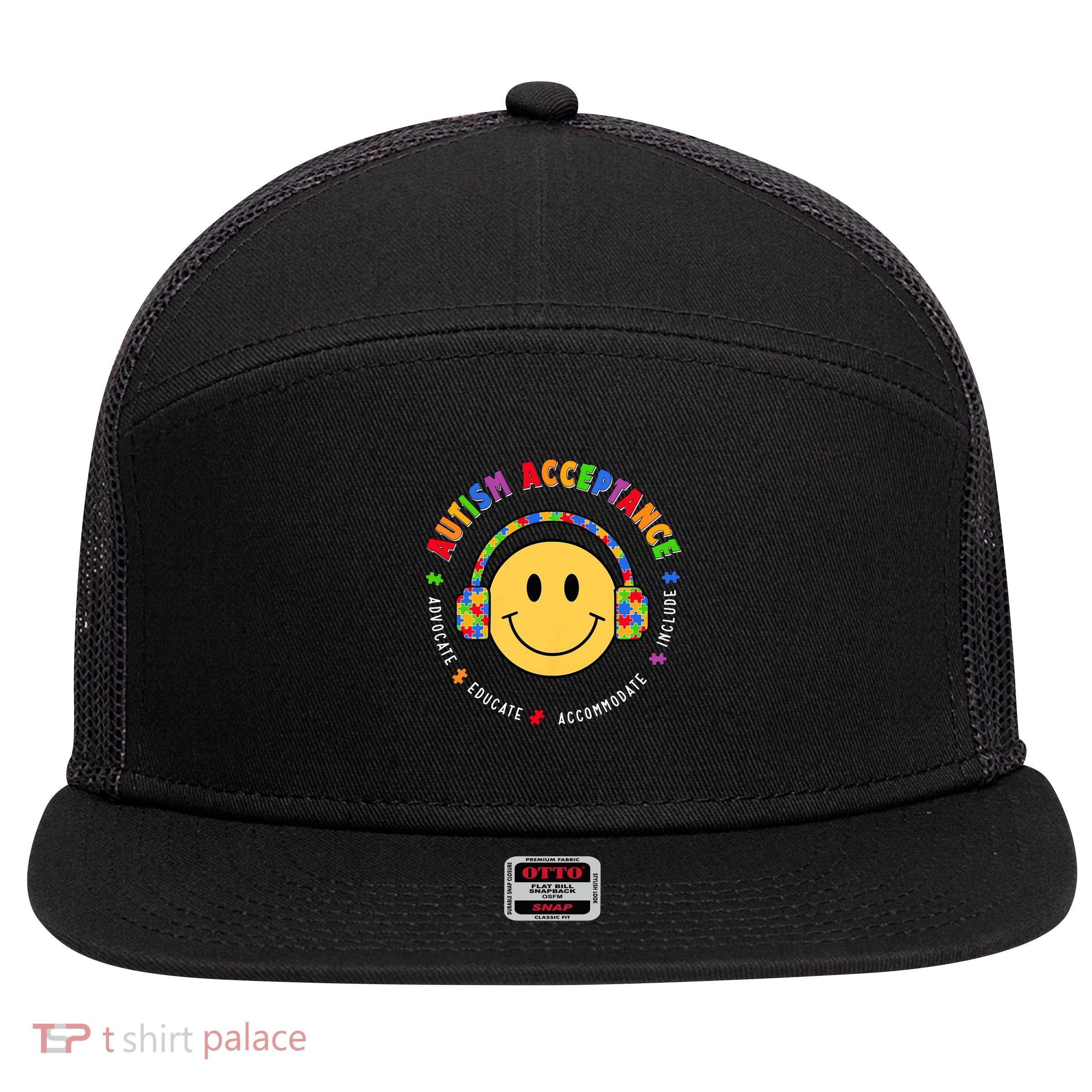 Autism Awareness Acceptance Special Education Teacher 7 Panel Mesh Trucker Snapback Hat