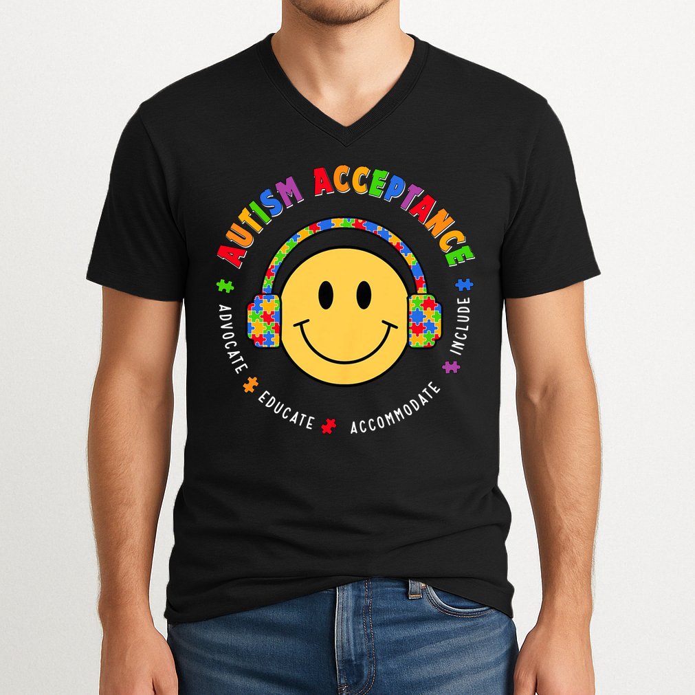 Autism Awareness Acceptance Special Education Teacher V-Neck T-Shirt