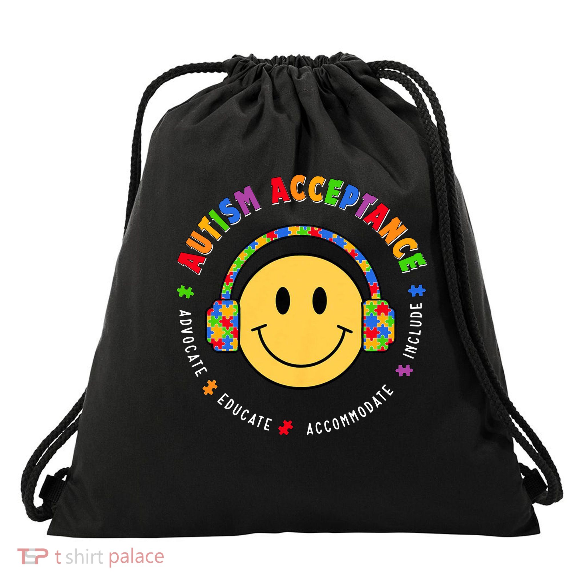 Autism Awareness Acceptance Special Education Teacher Drawstring Bag