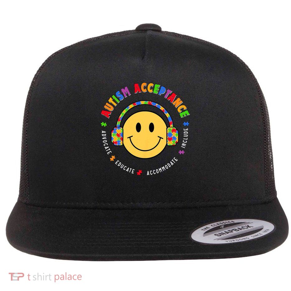 Autism Awareness Acceptance Special Education Teacher Flat Bill Trucker Hat