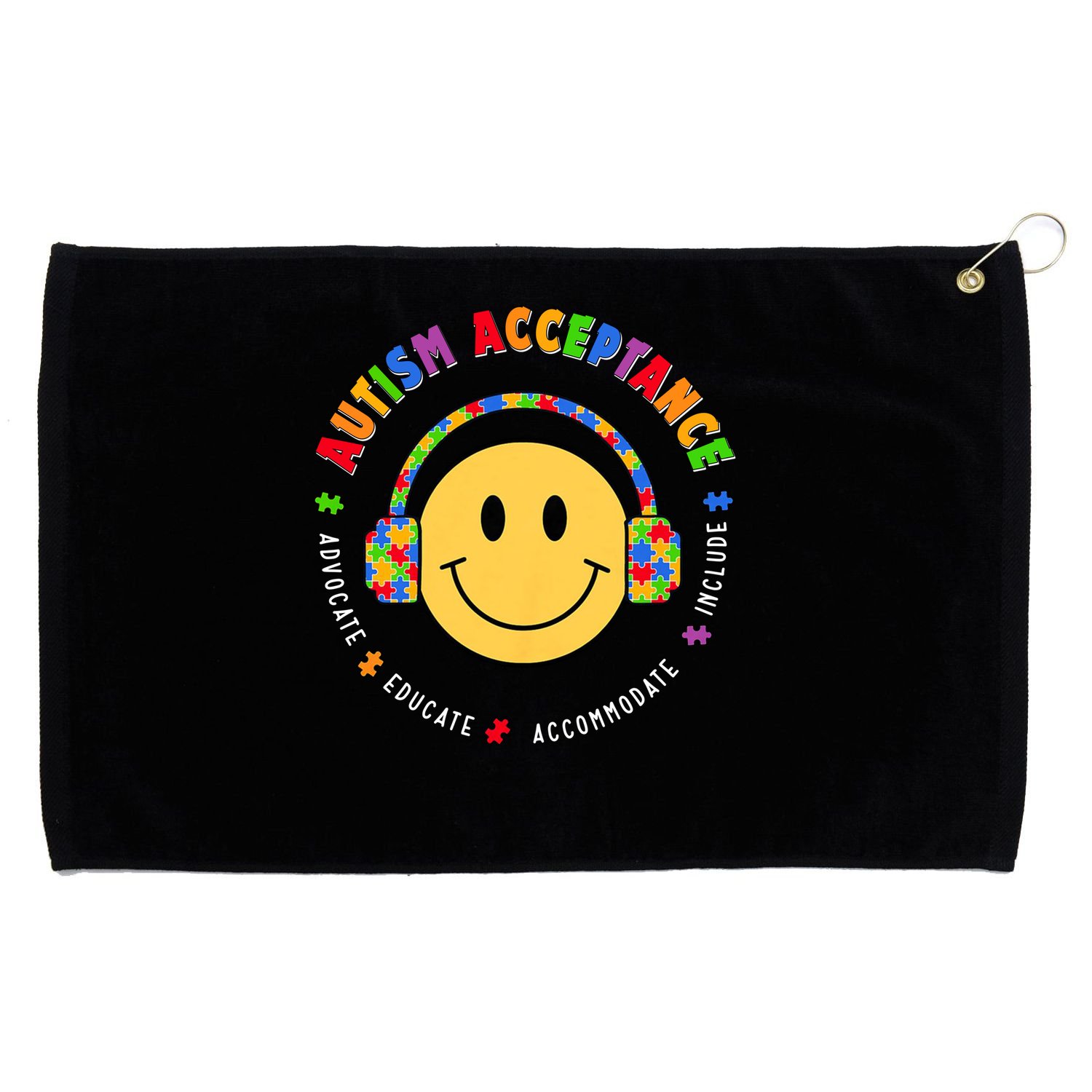 Autism Awareness Acceptance Special Education Teacher Grommeted Golf Towel