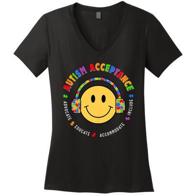 Autism Awareness Acceptance Special Education Teacher Women's V-Neck T-Shirt
