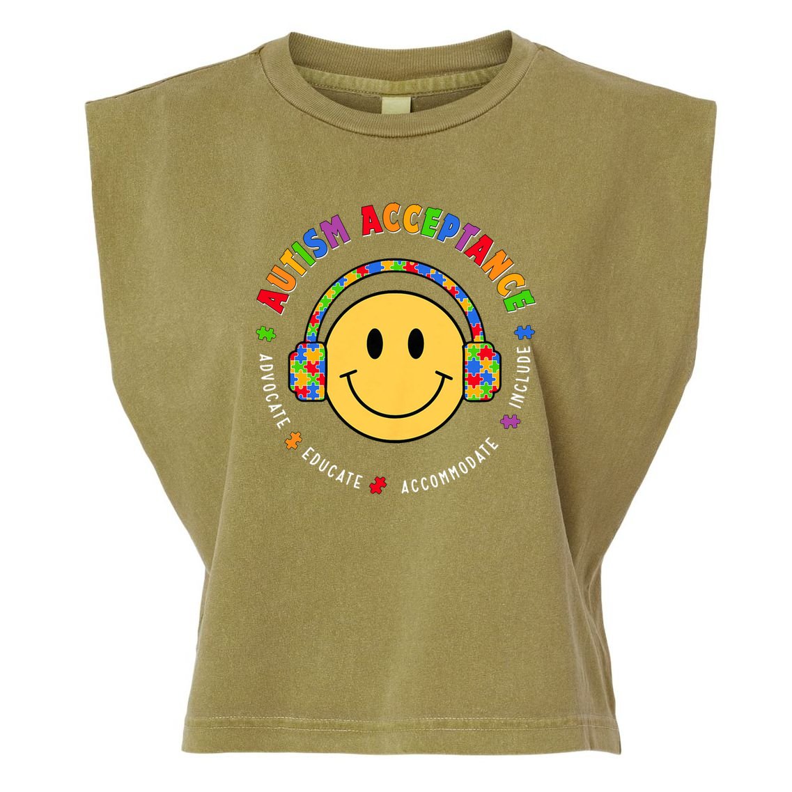 Autism Awareness Acceptance Special Education Teacher Garment-Dyed Women's Muscle Tee