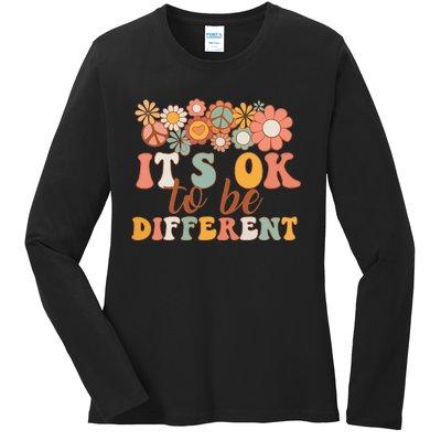 Autism Awareness Acceptance Its Ok to Be Different Ladies Long Sleeve Shirt