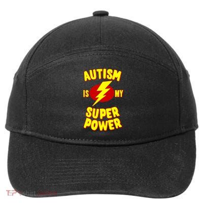 Autism Awareness Autism Is My Super Power 7-Panel Snapback Hat