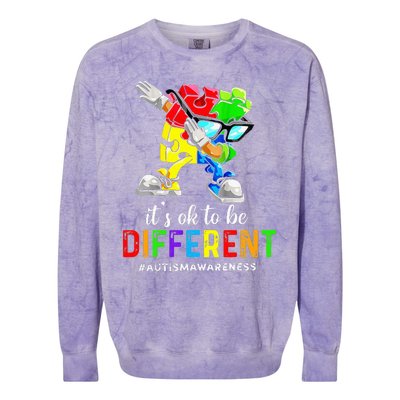 Autism Awareness Acceptance Its Ok To Be Different Colorblast Crewneck Sweatshirt