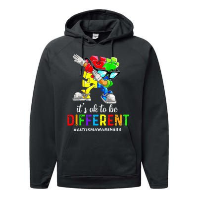 Autism Awareness Acceptance Its Ok To Be Different Performance Fleece Hoodie