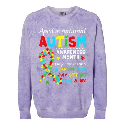 Autism Awareness April Is National Autism Awareness Month Colorblast Crewneck Sweatshirt