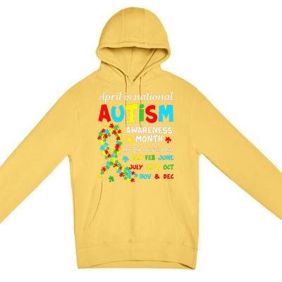 Autism Awareness April Is National Autism Awareness Month Premium Pullover Hoodie