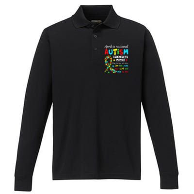 Autism Awareness April Is National Autism Awareness Month Performance Long Sleeve Polo