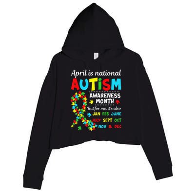 Autism Awareness April Is National Autism Awareness Month Crop Fleece Hoodie