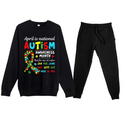 Autism Awareness April Is National Autism Awareness Month Premium Crewneck Sweatsuit Set