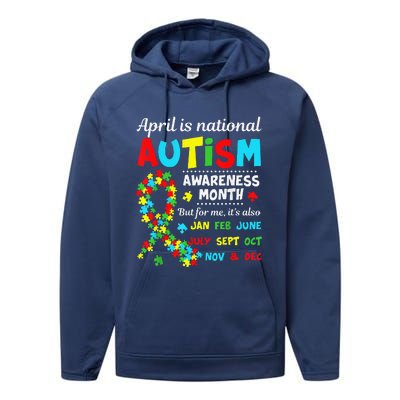 Autism Awareness April Is National Autism Awareness Month Performance Fleece Hoodie