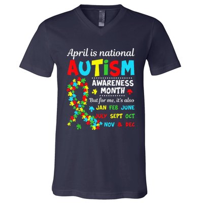 Autism Awareness April Is National Autism Awareness Month V-Neck T-Shirt