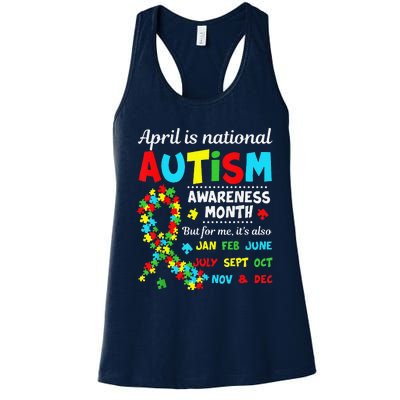 Autism Awareness April Is National Autism Awareness Month Women's Racerback Tank