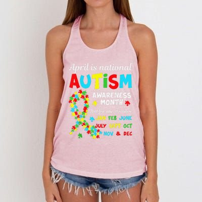 Autism Awareness April Is National Autism Awareness Month Women's Knotted Racerback Tank