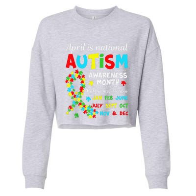 Autism Awareness April Is National Autism Awareness Month Cropped Pullover Crew