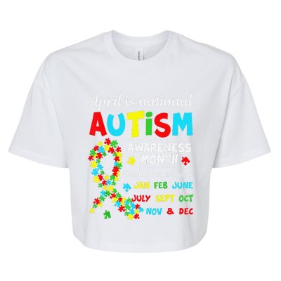 Autism Awareness April Is National Autism Awareness Month Bella+Canvas Jersey Crop Tee