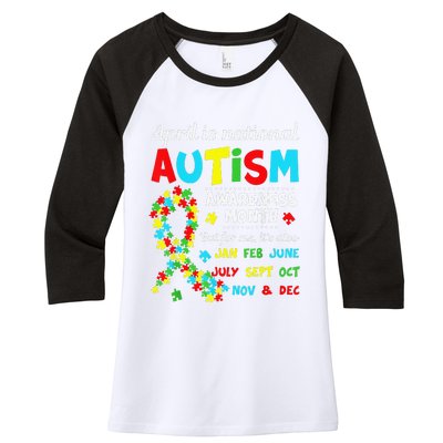 Autism Awareness April Is National Autism Awareness Month Women's Tri-Blend 3/4-Sleeve Raglan Shirt