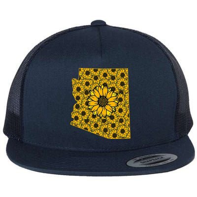 Arizona Az America Summer Sunflower Flower Floral Art Nature Meaningful Gift Flat Bill Trucker Hat