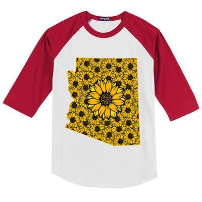 Arizona Az America Summer Sunflower Flower Floral Art Nature Meaningful Gift Kids Colorblock Raglan Jersey