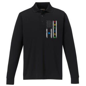 Autism Awareness American Flag Autism Awareness Puzzle Performance Long Sleeve Polo