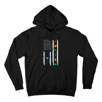 Autism Awareness American Flag Autism Awareness Puzzle Hoodie