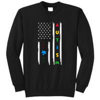 Autism Awareness American Flag Autism Awareness Puzzle Sweatshirt