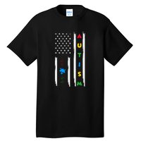 Autism Awareness American Flag Autism Awareness Puzzle Tall T-Shirt