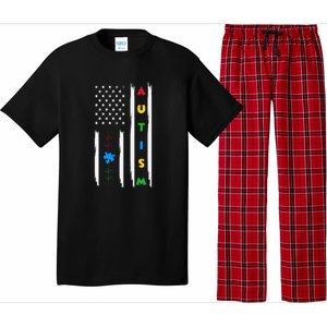 Autism Awareness American Flag Autism Awareness Puzzle Pajama Set