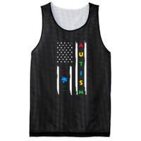 Autism Awareness American Flag Autism Awareness Puzzle Mesh Reversible Basketball Jersey Tank