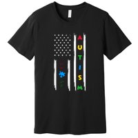 Autism Awareness American Flag Autism Awareness Puzzle Premium T-Shirt