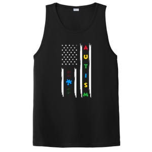 Autism Awareness American Flag Autism Awareness Puzzle PosiCharge Competitor Tank