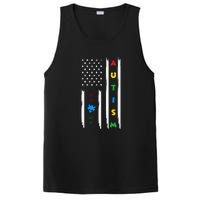 Autism Awareness American Flag Autism Awareness Puzzle PosiCharge Competitor Tank