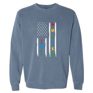 Autism Awareness American Flag Autism Awareness Puzzle Garment-Dyed Sweatshirt