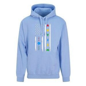 Autism Awareness American Flag Autism Awareness Puzzle Unisex Surf Hoodie