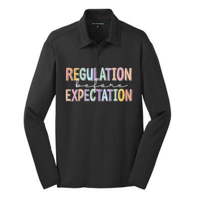 Autism Awareness Acceptance Regulation Before Expectation Silk Touch Performance Long Sleeve Polo