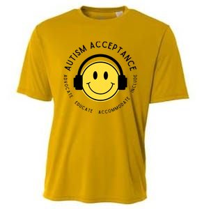 Autism Awareness Acceptance Retro Happy Face Wo Cooling Performance Crew T-Shirt