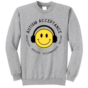 Autism Awareness Acceptance Retro Happy Face Wo Sweatshirt