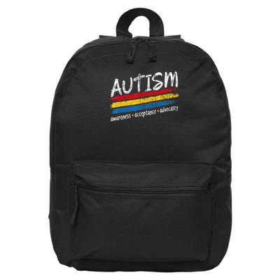 Autism Awareness Apparel – Support Acceptance & Advocacy 16 in Basic Backpack