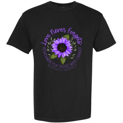 Alzheimer Awareness And Women Purple Sunflower Garment-Dyed Heavyweight T-Shirt