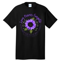 Alzheimer Awareness And Women Purple Sunflower Tall T-Shirt