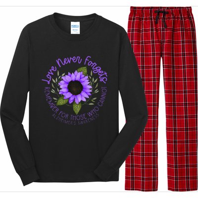 Alzheimer Awareness And Women Purple Sunflower Long Sleeve Pajama Set