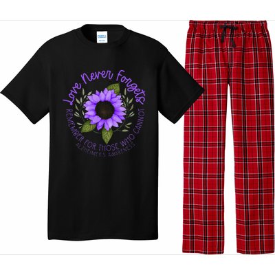 Alzheimer Awareness And Women Purple Sunflower Pajama Set