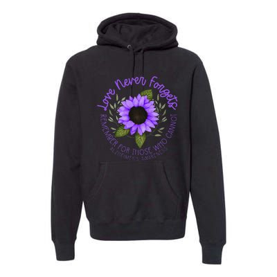 Alzheimer Awareness And Women Purple Sunflower Premium Hoodie